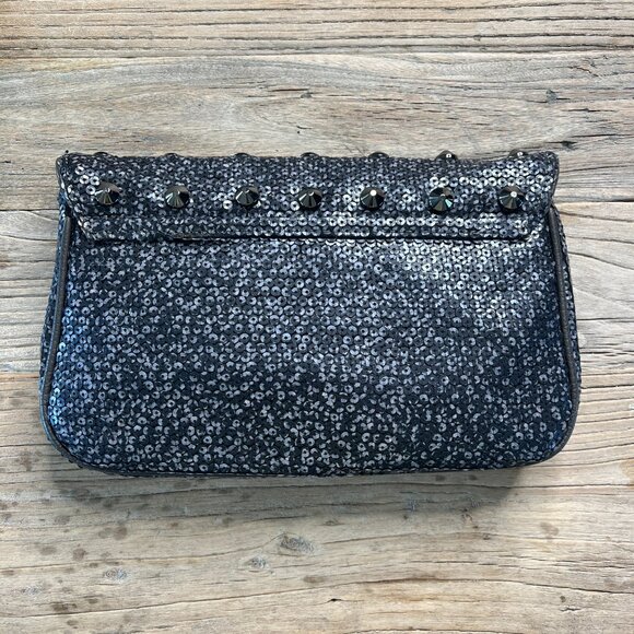 Deux Lux Black Sequin Studded Clutch Bag - Picture 5 of 7